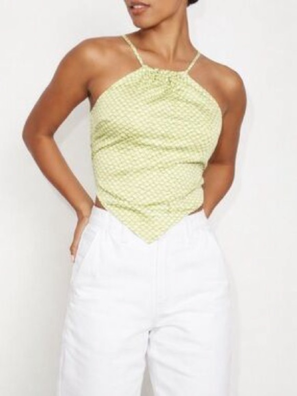 Dynamite Green Patterned Halter Top